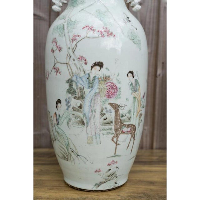 Ceramic Large Antique Chinese Late Qing Famille Rose Porcelain Vase, 1900s For Sale - Image 7 of 18