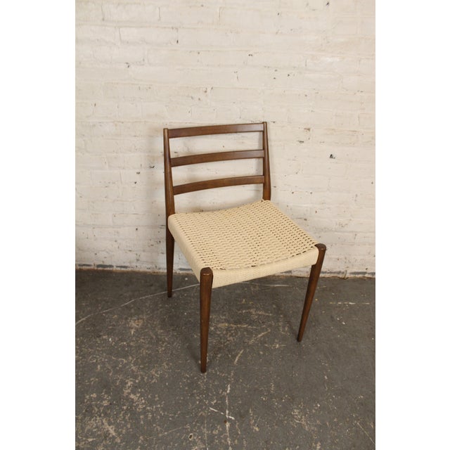 Brown Six Mid-Century Style Woven Seat Dining Chairs For Sale - Image 8 of 8