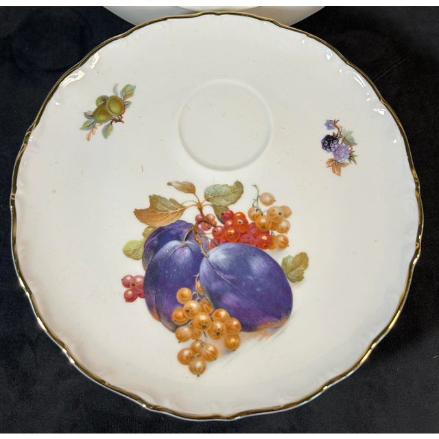 Antique Gold Rimmed Fruit Motif Appetizer Plates Made in Germany - Set of 6 For Sale - Image 4 of 10