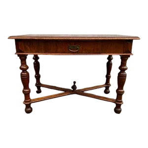 19th Century Antique Continental Baroque Part-1 Cherrywood Writing Table