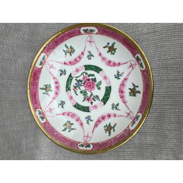 1970s Vintage Brass Encased Japanese Porcelain Ware Hand Painted Bowl For Sale - Image 5 of 12