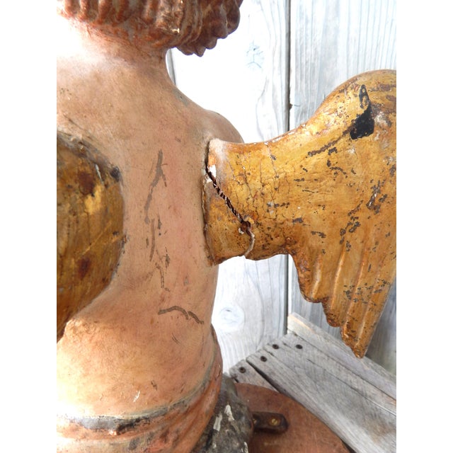 19th Century Portuguese Colonial Carved Iron Fitted Cherub Pricket / Candelabra / Lumiere For Sale - Image 9 of 11