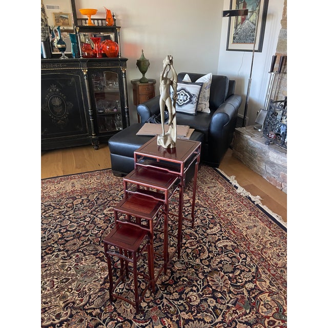 1980s 1980s Chinese Rosewood Ming Style - Set of 4 Nesting Tables For Sale - Image 5 of 7