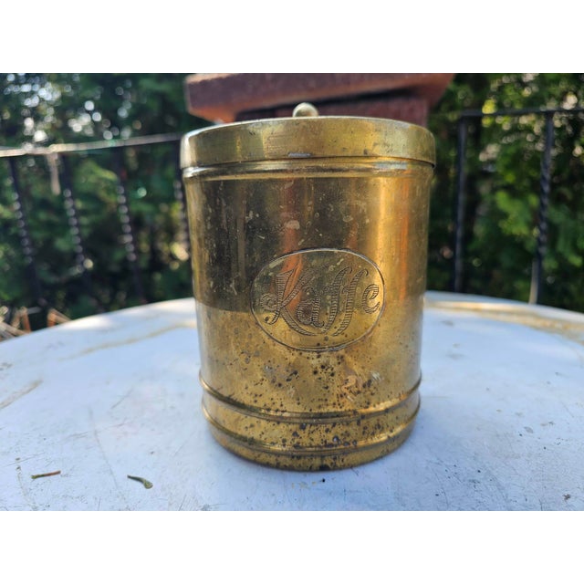 Metal Art Deco Brass Coffee Canister, 1920s For Sale - Image 7 of 7