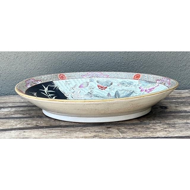 Ceramic Vintage Monumental Asian Floral Bowl For Sale - Image 7 of 12