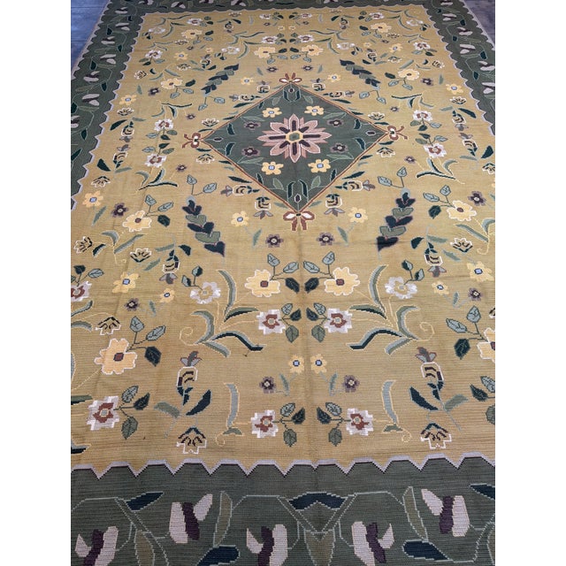 Needlepoint rugs were created using the traditional needlework weaving technique that is used to make everyday items from...