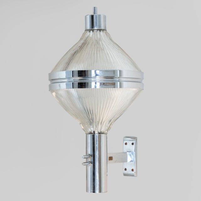 Nickel-Plated Brass and Printed Glass Sconce, 1960 For Sale - Image 3 of 9
