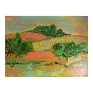 1980s Signed Abstract Acrylic on Paper Painting by Harry Hilson For Sale