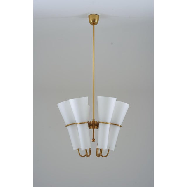 Pendant Light in Brass and Opaline Glass by Hans-Agne Jakobsson, 1950s For Sale - Image 3 of 15