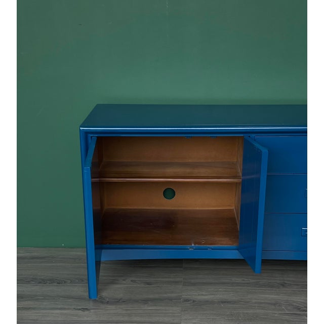 Blue 1970s Mid Century Modern High Gloss Blue Lacquered Dresser For Sale - Image 8 of 10