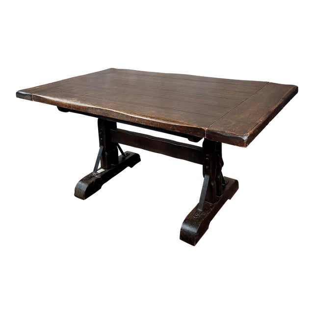 Monterey 1930s Spanish Revival Dining Trestle Table For Sale