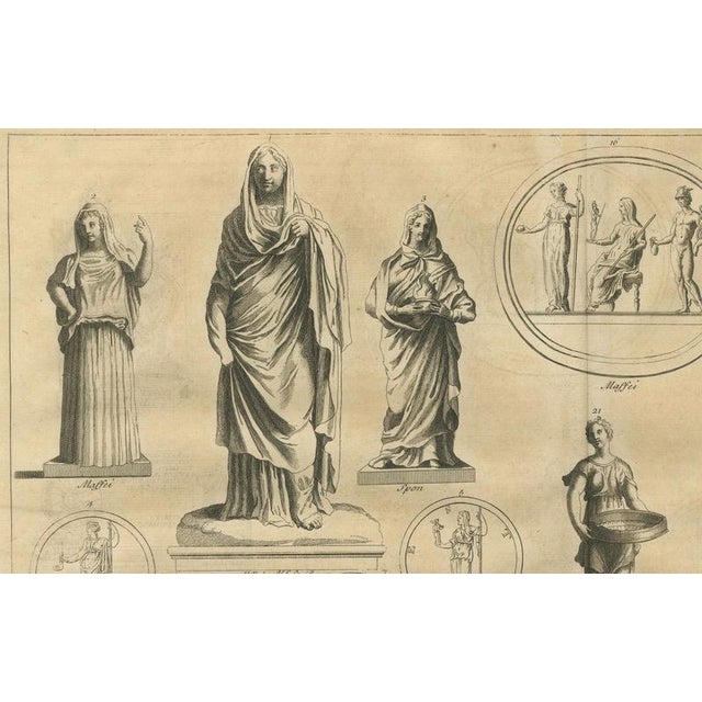 Black After Bernard de Montfaucon, Vesta and Vestal Virgins, Roman Statues and Coins, 1721, Engraving For Sale - Image 8 of 10