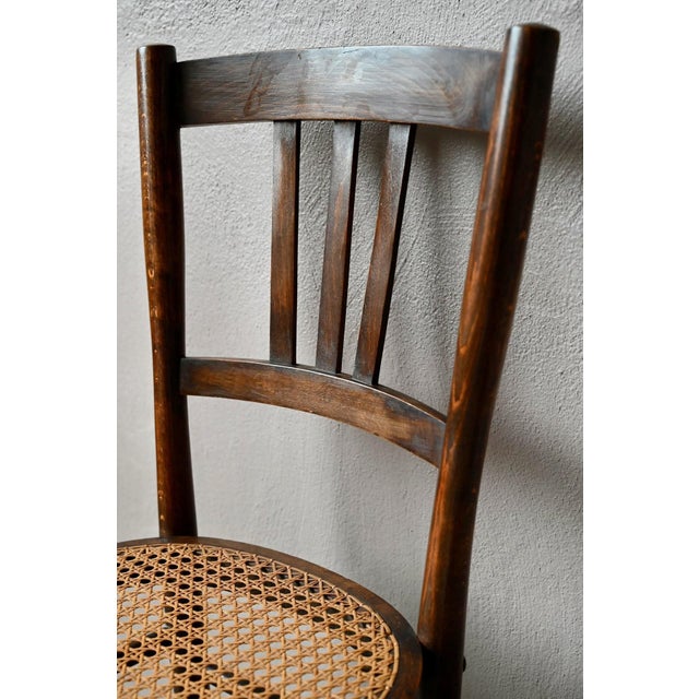 Antique Bistro Turned Wood Chair with Rattan Caning, 1900 For Sale - Image 4 of 12