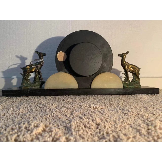 Art Deco Marble, Bronze and Brass Clock on a Chest of Drawers, 1930s For Sale - Image 3 of 11