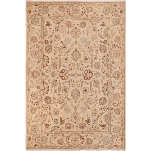 1980s Shabby Chic Ziegler Beige Tan Hand-Knotted Wool Rug - 9'9'' X 13'8'' For Sale - Image 9 of 9