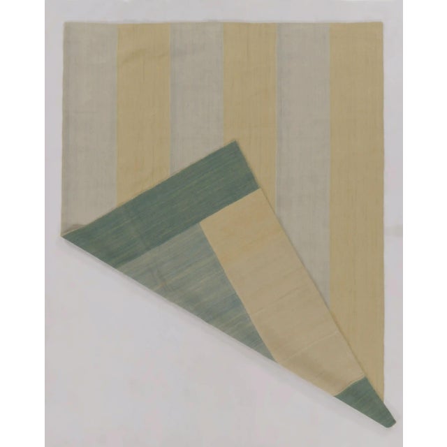 Rug & Kilim’s Contemporary Kilim in Gold and Gray Textural Stripes For Sale - Image 9 of 11
