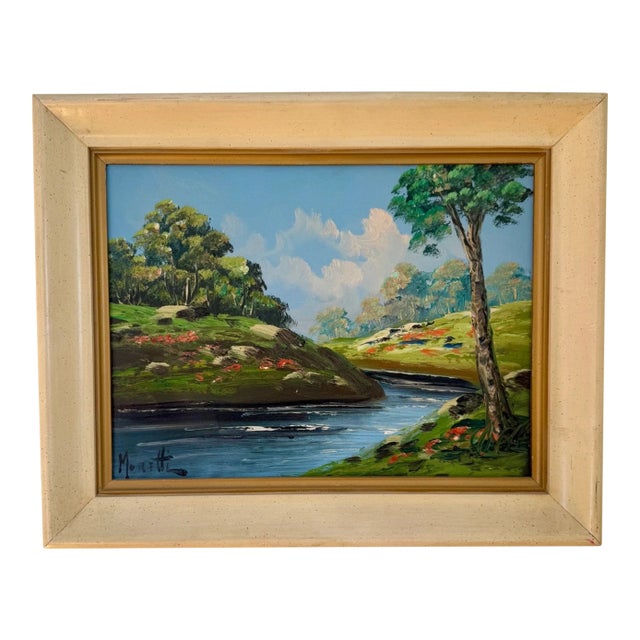 Vintage Italian Landscape Oil Painting Signed Moretti For Sale