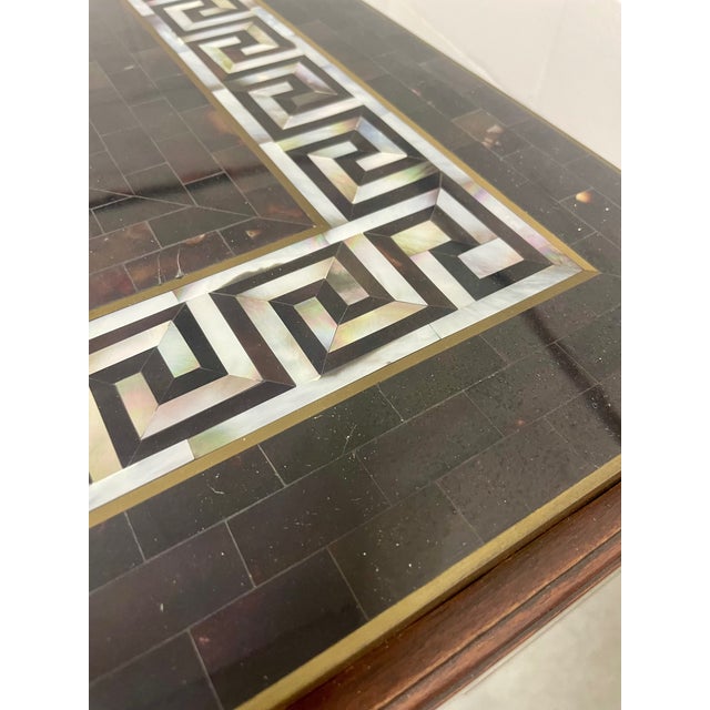 Maitland - Smith Faux Mother of Pearl Inlaid Lamp Table For Sale - Image 4 of 8