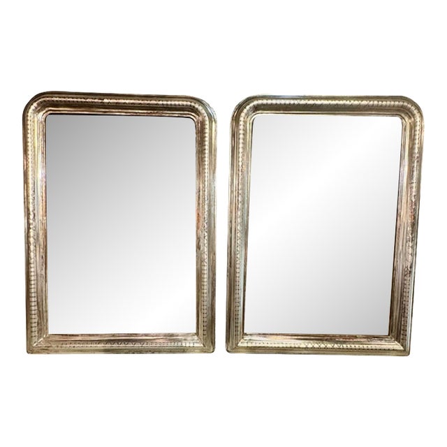 Pair of 19th C. French Silver Louis Philippe Mirrors For Sale