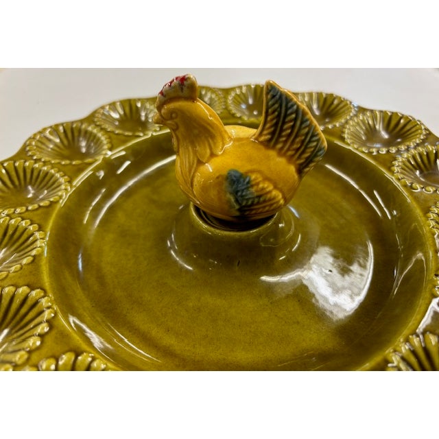 Mid-Century Modern Mid Century California Pottery Deviled Egg Dish With a Chicken in Its Middle For Sale - Image 3 of 4