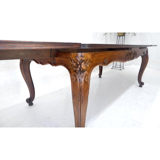 Carved Oak Country French Refractory Parquetry Dining Table Table 2x29" Leaves For Sale - Image 12 of 14