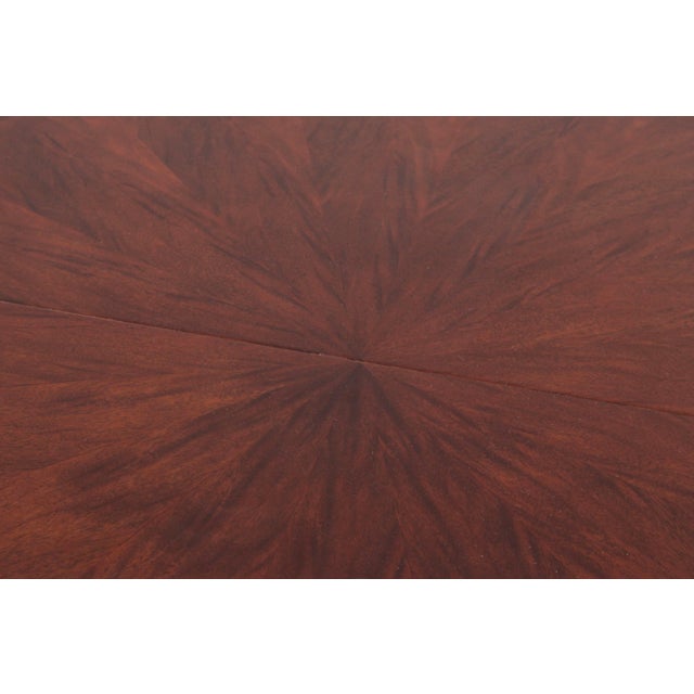 Brown Round Large Banded Mahogany Inlaid Dining Table For Sale - Image 8 of 18