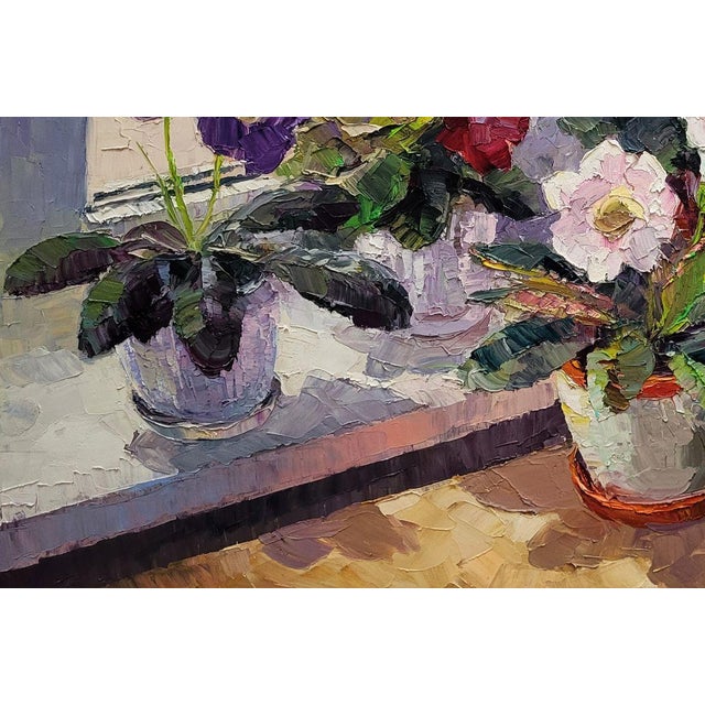 Оil Painting Gloxinia in a Vase Boris Serdyuk For Sale - Image 6 of 7