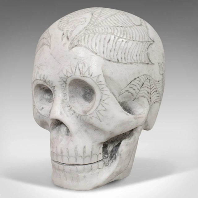 2010s 20th Century Marble Carved Decorative Skull Ornament For Sale - Image 5 of 13