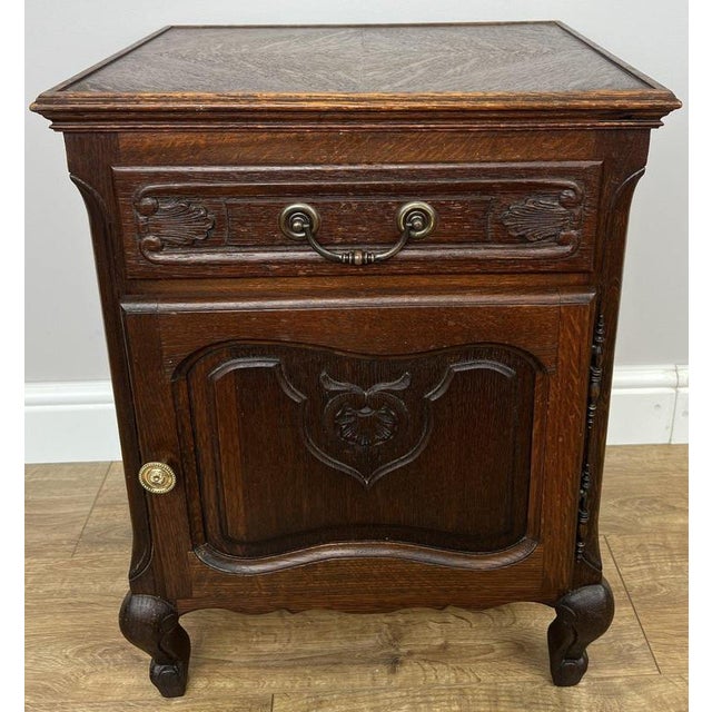 Vintage French Louis XVI Oak Bedside Table For Sale - Image 11 of 11