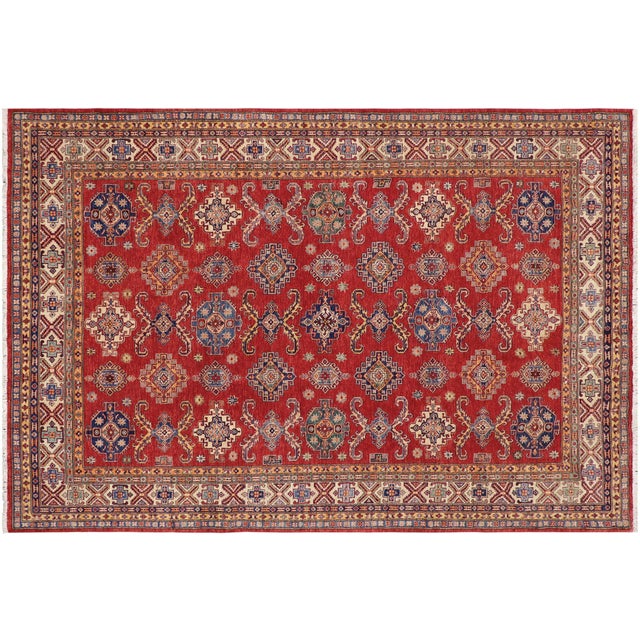 Tribal Super Kazak Red/Beige Wool Rug - 8'2'' X 10'3'' For Sale - Image 9 of 10