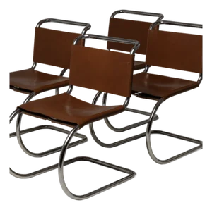 Set of 4 Vintage Mies Van Der Rohe for Knoll 256cs Mr Armless Side Chairs