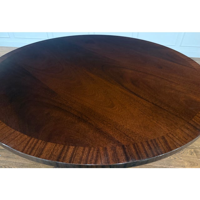 48” Round Mahogany Accent Foyer Table by Leighton Hall - Showroom Sample For Sale - Image 10 of 15