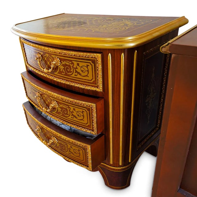 1980s Pair of Italian Wood and Bronze Nightstands For Sale In West Palm - Image 6 of 8