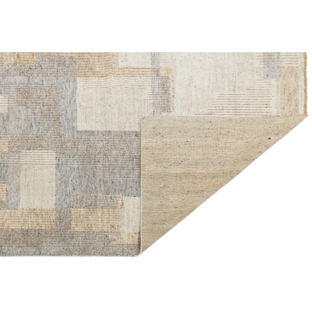 Modern Moroccan Style Wool Rug Handwoven Abstract in Neutral Earth Tones For Sale - Image 9 of 11