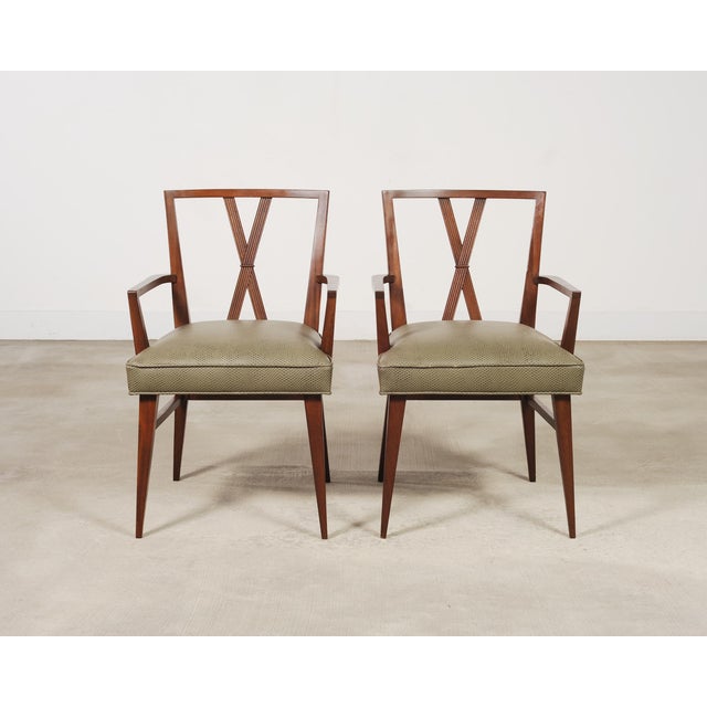 Set of Eight Tommi Parzinger X-Back Mahogany Dining Chairs For Sale - Image 13 of 18