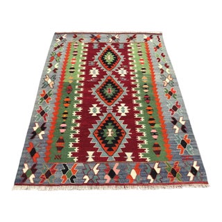 Vintage Turkish Kilim Rug, 58" X 41" For Sale