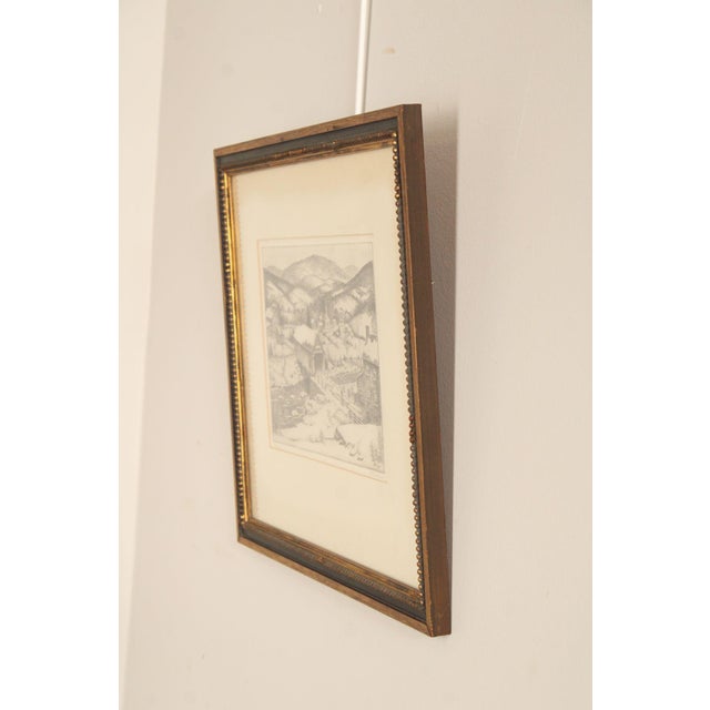 George A. Bradshaw Covered Bridge Etching, 'Rocky River' For Sale - Image 4 of 12