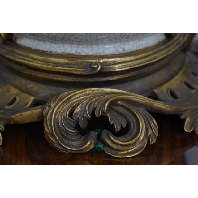 1980s French Louis XIV Style Bronze & Porcelain Urn For Sale - Image 5 of 12