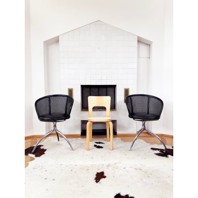 1990s Set of 4 Paolo Rizzatto Alias 901 Young Lady Chairs Black Seat & Cane, Aluminum For Sale - Image 9 of 18