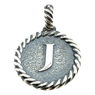 1990s David Yurman Letter J Amulet Sterling Silver Estate For Sale