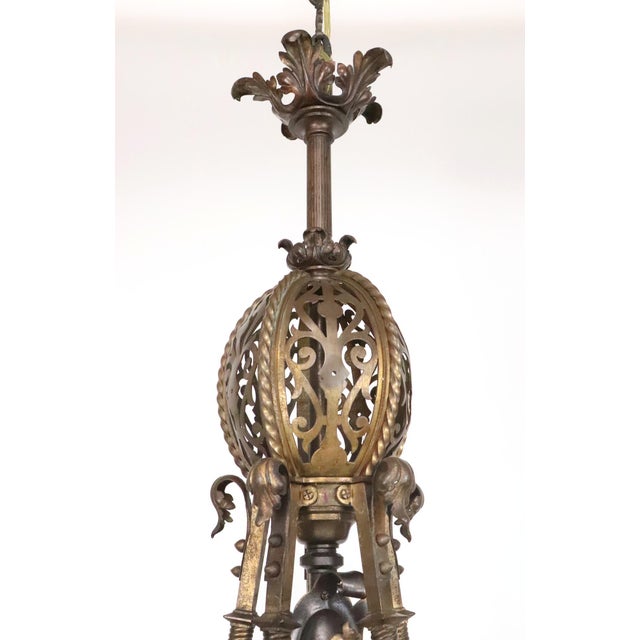 Rococo Antique Neo Rococo Cast Bronze Chandelier - Restored For Sale - Image 3 of 11