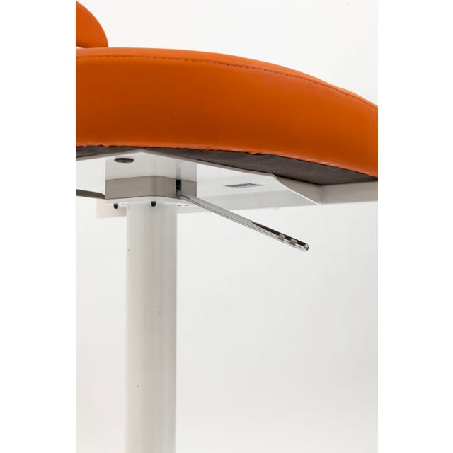 Metal Pair of Elite Modern "Helix" Orange and White Barstools For Sale - Image 7 of 10