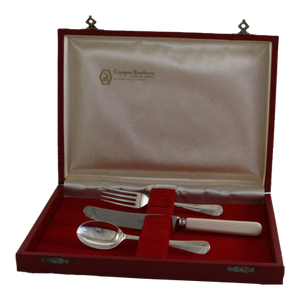 1978’s Vintage/New Silverplate Child Silver Set: Spoon, Fork & Knife by Cooper Brothers