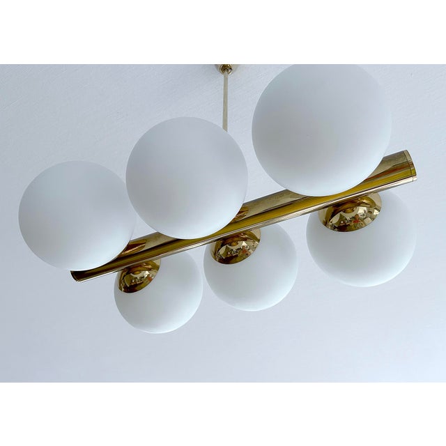 Vintage Glass Pendant Light in the style of Stilnovo, 1950s For Sale - Image 13 of 18