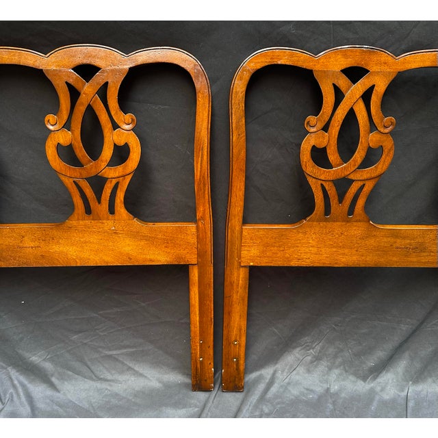 Chestnut Late 20th Century Pair of Henredon Chippendale-Style Mahogany Twin Headboards For Sale - Image 8 of 12