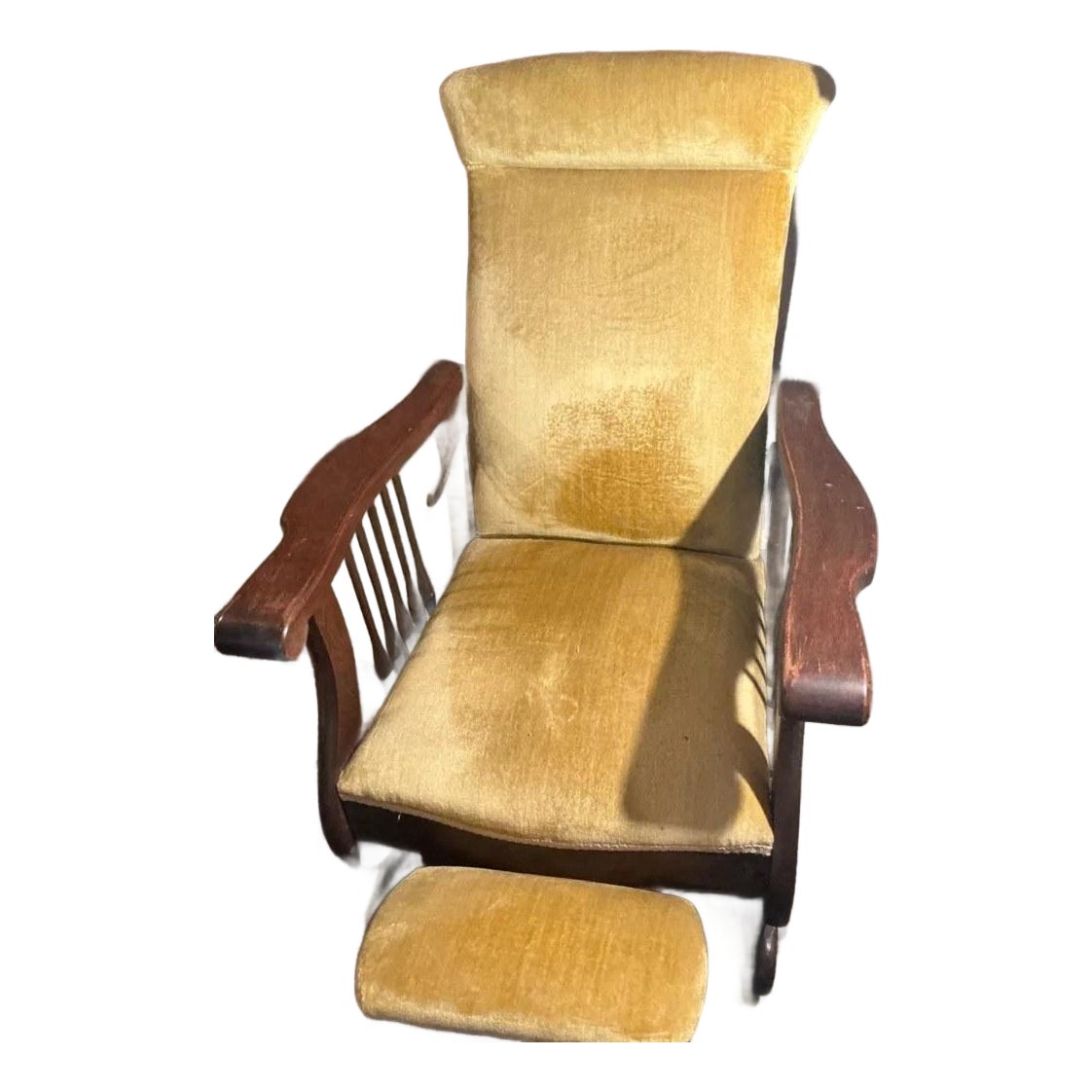 Antique Morris Style Reclining Rocking Chair With Pull-Out Footrest ...