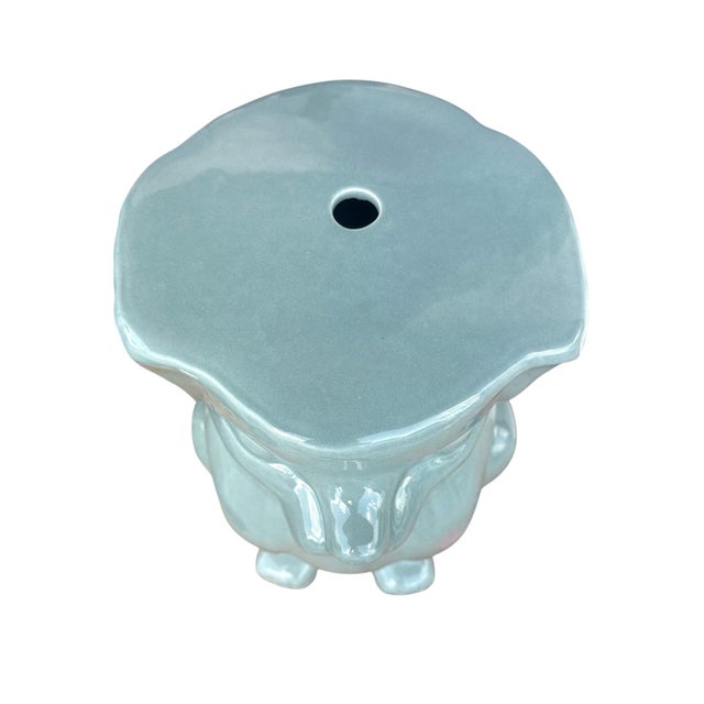 French Foo Dog Celadon Glaze Garden Stool For Sale - Image 3 of 4