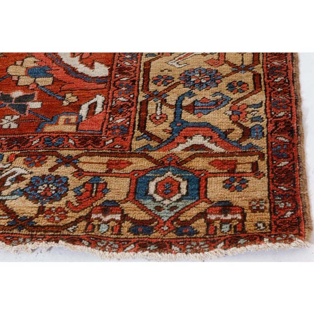 1920s Persian Heriz Rug in Blue, Pink, Red, White, and Yellow For Sale - Image 13 of 13