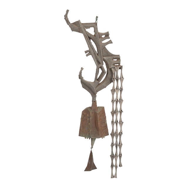 Monumental Paolo Soleri Brutalist Bronze Bell With Cast Aluminum Spine, 1960 For Sale