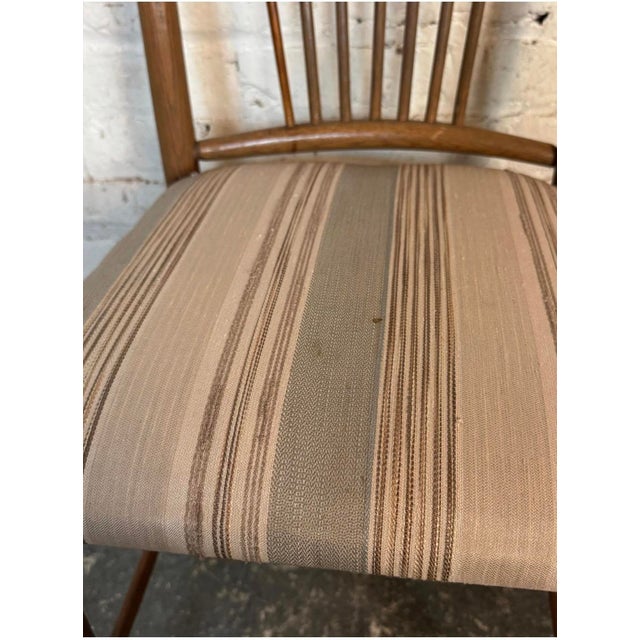 Mid 20th Century Pair of Vintage Walnut Spindle Back Upholstered Chairs For Sale - Image 5 of 8